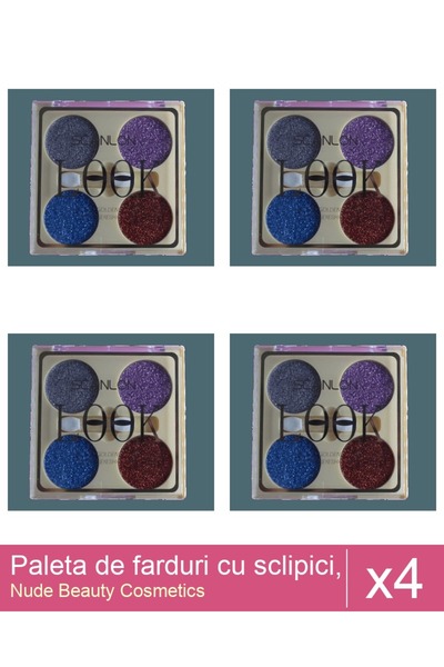 Makeup Set 4x Paleta de farduri cu sclipici, Scanlon , Nr 1