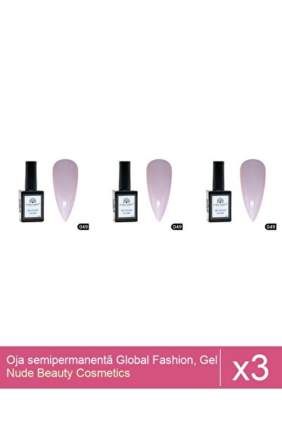 Makeup Set 3x Oja semipermanentă Global Fashion, Gel polish Elite Glow 15 ml,049