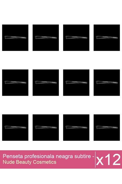 Makeup Set 12x Penseta profesionala neagra subtire - One Group