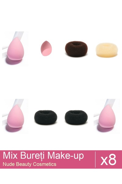 Makeup Set Mix 8 produse Bureti: Burete coc blond - 11 cm diametru, Burete ex...