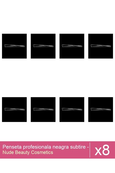 Makeup Set of 8x Professional black thin tweezers - One Group