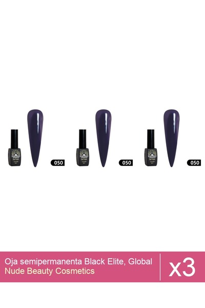 Makeup Set 3x Oja semipermanenta Black Elite, Global Fashion 8 ml,050