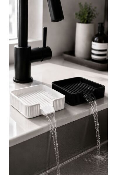 Dekor66 Lavabo Kenarı Organizer - Su Tahliyeli Sünger ve Sabun Altlığı