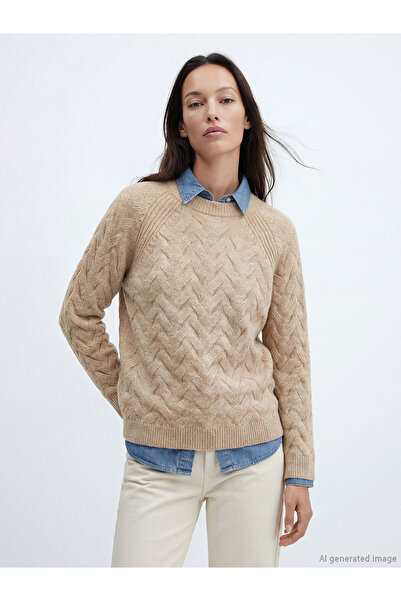 LC Waikiki Nevavm Oval Collar Self-Patterned Women's Knitwear Sweater with a ...