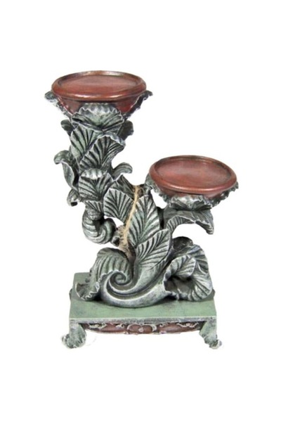 Goliat Suport pentru lumânări, bronz/argintiu, 27x17 cm, cu perle
