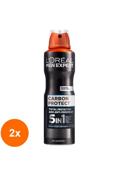 L'Oreal Paris Set 2 x Deodorant Antiperspirant Spray Men Expert, Carbon Prote...