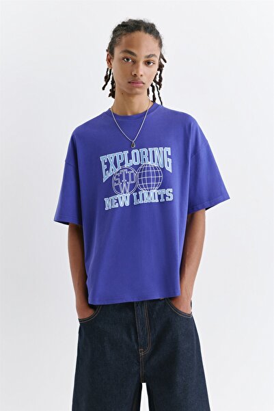 Pull & Bear STWD boxy mavi tişört