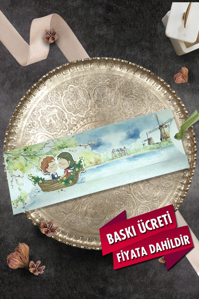 Cem Davetiye Düğün Nişan Nikah Kına Davetiyesi 3378 (100 ADET) Baskı Dahil