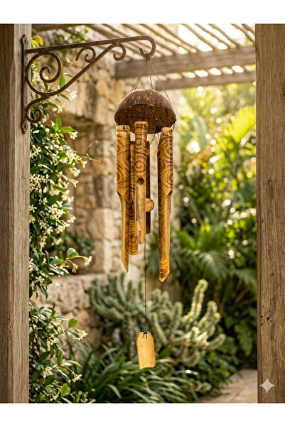 SultanofAura El Yapımı Egzotik Bambu & Hindistan Cevizi Rüzgar Çanı – 30 cm