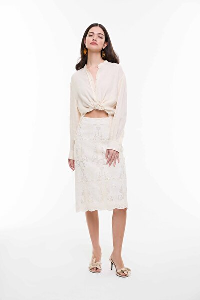 Roman Embrode Detaylı Etek Ekru YY015017_049
