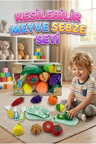 Tıfıl Toys Kesilebilir Üzümlü Meyve ve Sebze Setim! 22 Parçalı Kesilebilir ve...