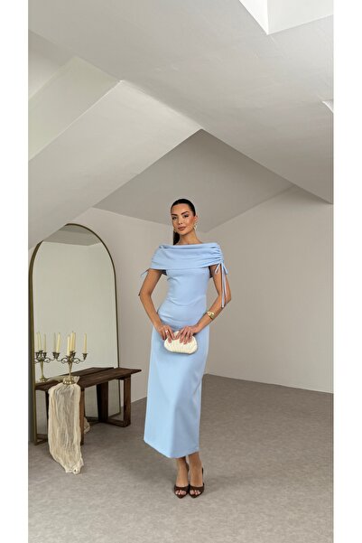 Nesil Long Dress with Detachable Shawl