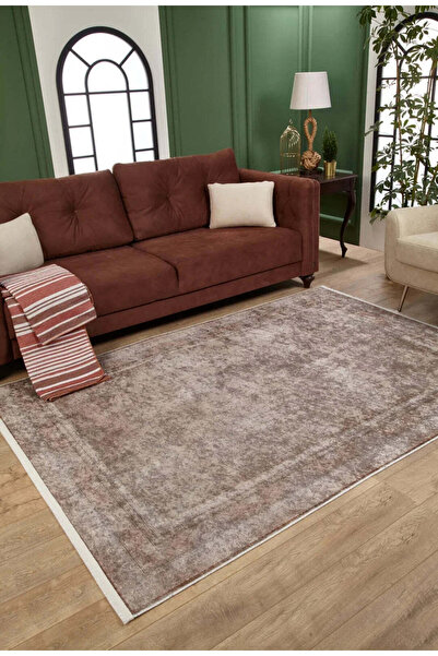 halinet Halı.Net Cream Modern Washable Non-Slip Living Room Carpet Haln-Hln1741