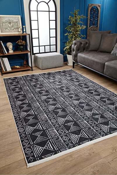 halinet Halı.Net Anthracite Modern Washable Non-Slip Living Room Carpet Haln-...