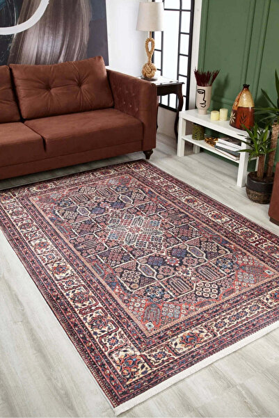 halinet Halı.Net Blue Vintage Antique Washable Non-Slip Living Room Carpet Ha...