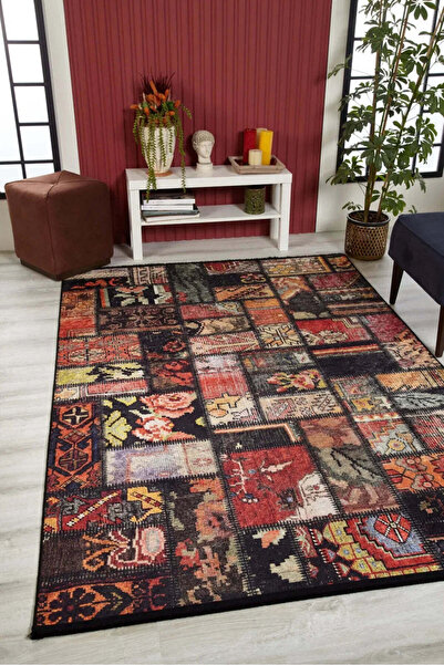 halinet Halı.Net Black Ethnic Bohemian Washable Non-Slip Living Room Carpet H...