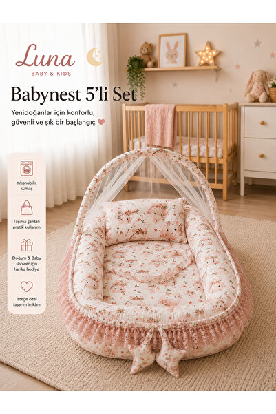 Babynest Bebek Yuvası 5 Parça Yenidoğan Uyku Seti Yıkanabilir Baby Nest