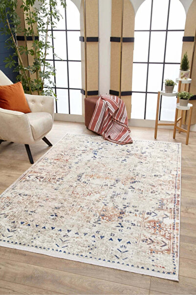 halinet Halı.Net Cream Classic Washable Non-Slip Living Room Carpet Haln-Hln1664
