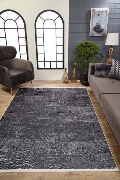 halinet Halı.Net Black Modern Washable Non-Slip Living Room Carpet Haln-Hln1790