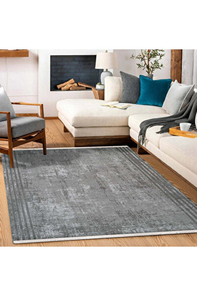 halinet Halı.Net Anthracite Vintage Antique Washable Non-Slip Living Room Car...