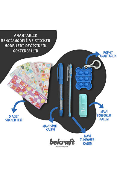 Bekraft Pop-Cup Kırtasiye Seti - Simli Kalem, Tükenmez Kalem, Fosforlu Kalem,...