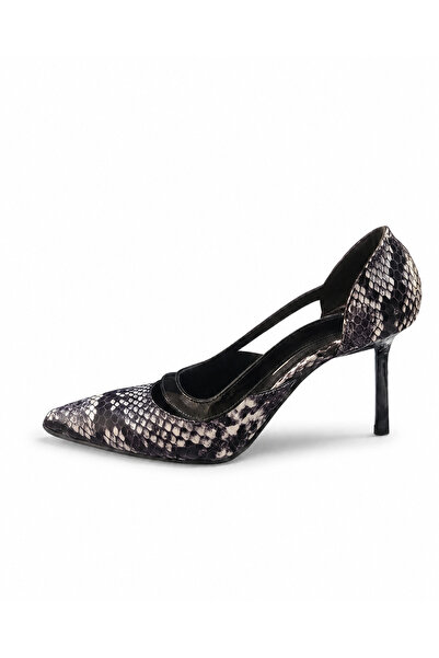 Luxe Heel Yılan Desenli Sivri Burun İnce Topuklu Kadın Deri Stiletto Ayakkabı