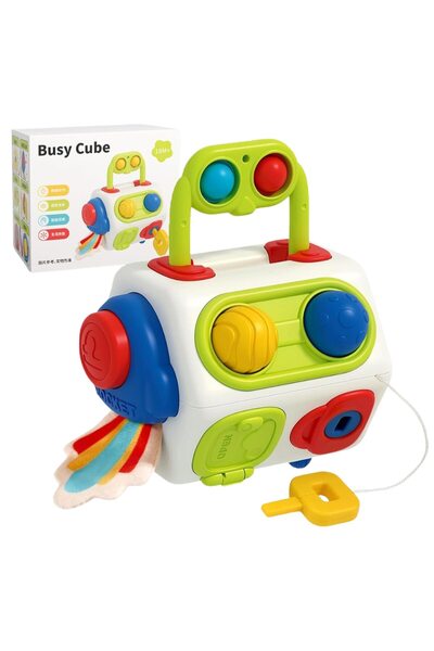 KidProtect Jucarie Interactiva Bebelusi Montessori Busy Cube, Copii 1-3 Ani, ...