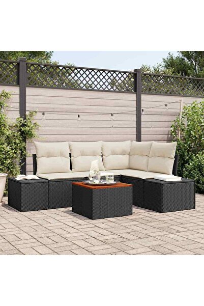 vidaxl Set de canapele pentru gradina 5 pcs Negru È™i Crem poliratan