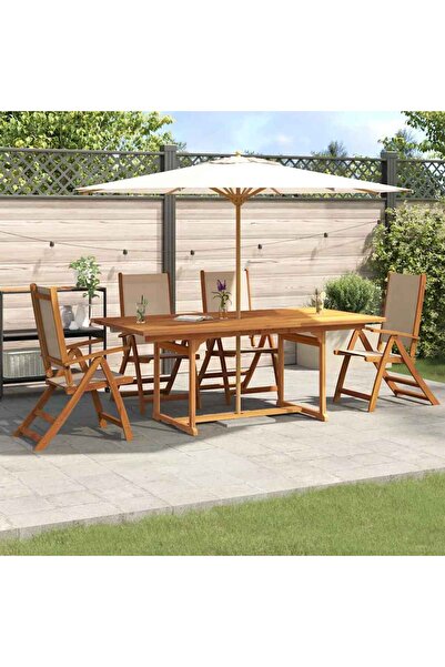 vidaxl Set mobilier de gradina, 5 piese, lemn masiv acacia/textilena