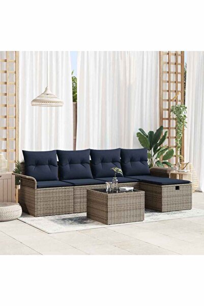 vidaxl Set de canapele pentru gradina cu perna 6 pcs Rattan poli