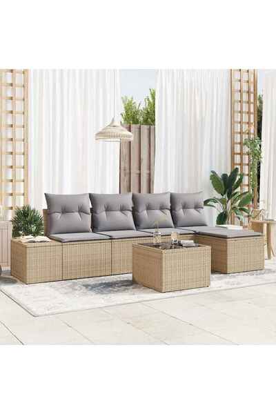 vidaxl Set de canapele pentru gradina 5 pcs Beige È™i gri deschis