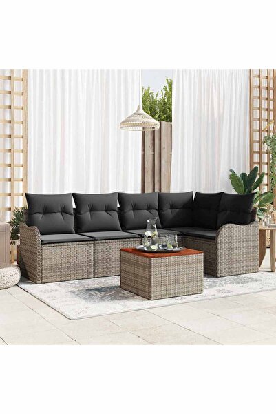 vidaxl Set de canapele pentru gradina 6 pcs Gri poliratan