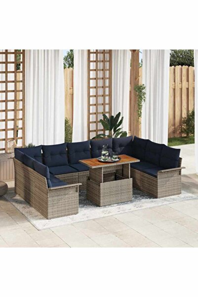 vidaxl Set de canapele pentru gradina 10 pcs Gri Rattan poli