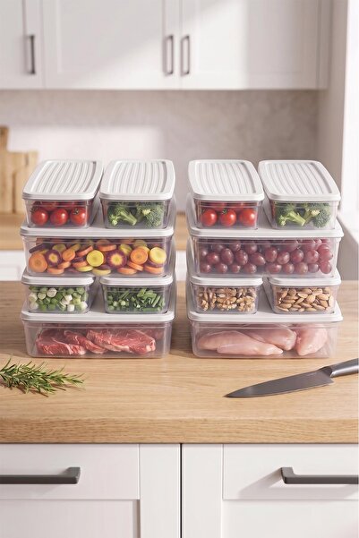 EWs 12-Piece Slim Refrigerator and Pantry Organizer Storage Container Set