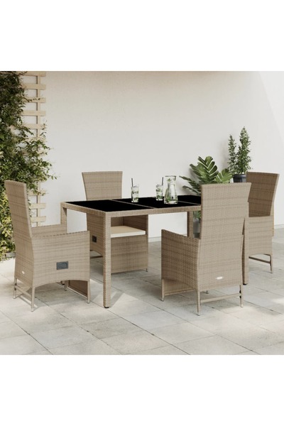 vidaxl Set mobilier de gradina cu perne, 5 piese, bej, poliratan