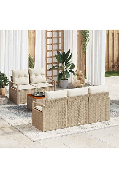 vidaxl Set de canapele pentru gradina 6 pcs Bej È™i crem poliratan