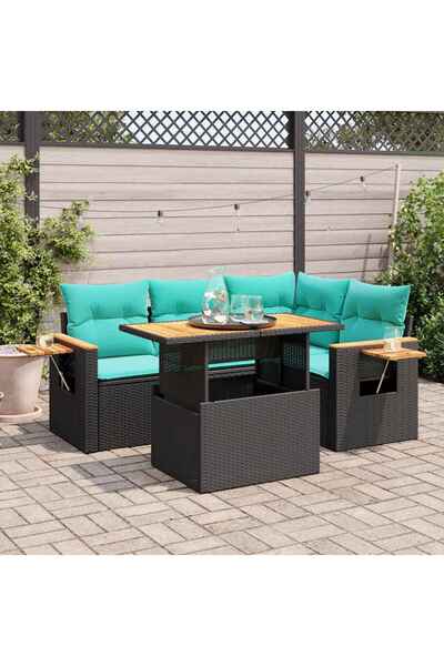 vidaxl Set mobilier de gradina cu perne, 5 piese,poliratan/lemn acacia