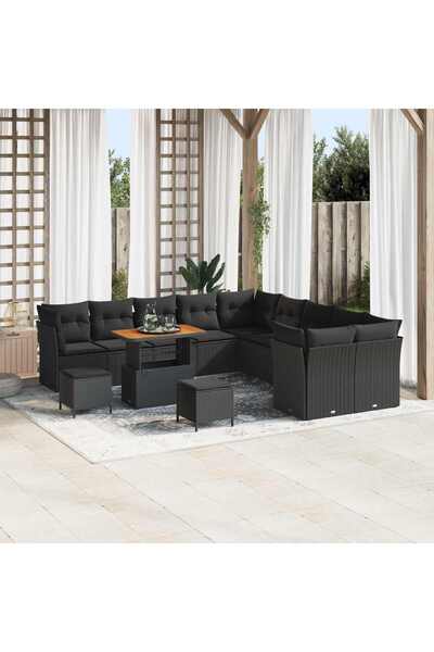 vidaxl Set de canapele pentru gradina 13 pcs Negru poliratan