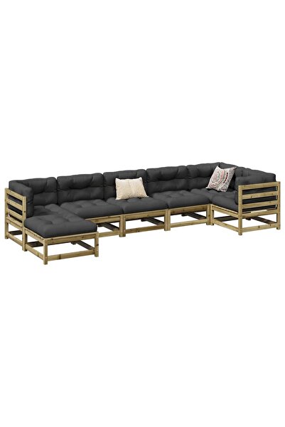 vidaxl Set canapea de gradina, 7 piese, lemn de pin tratat