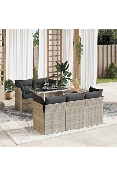 vidaxl Set canapele de gradina cu perne, 6 piese gri deschis poliratan