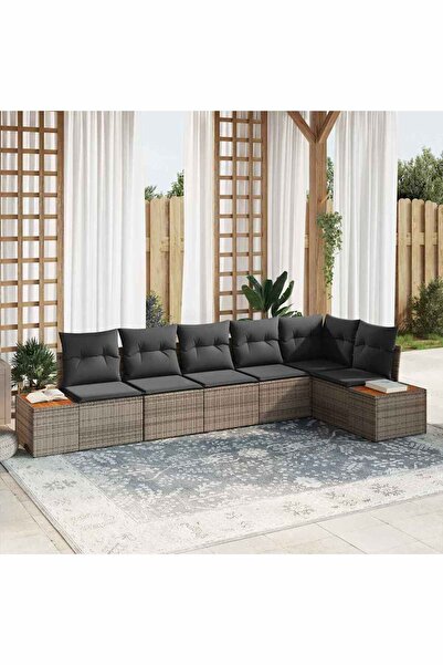vidaxl Set de canapele pentru gradina cu perna 6 pcs Gri Rattan poli