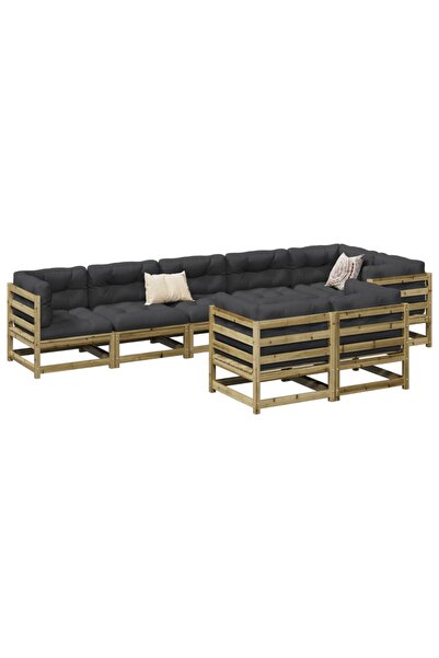 vidaxl Set canapea de gradina, 8 piese, lemn de pin tratat