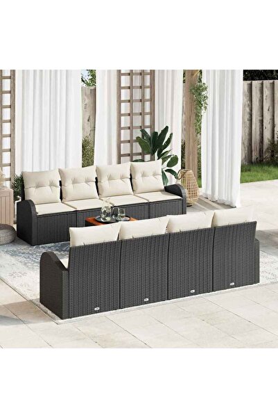 vidaxl Set de canapele pentru gradina 9 pcs Negru È™i Crem poliratan
