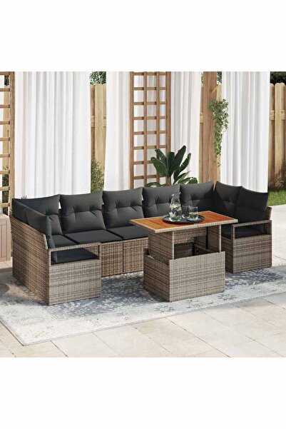 vidaxl Set de canapele pentru gradina 8 pcs Gri Rattan poli