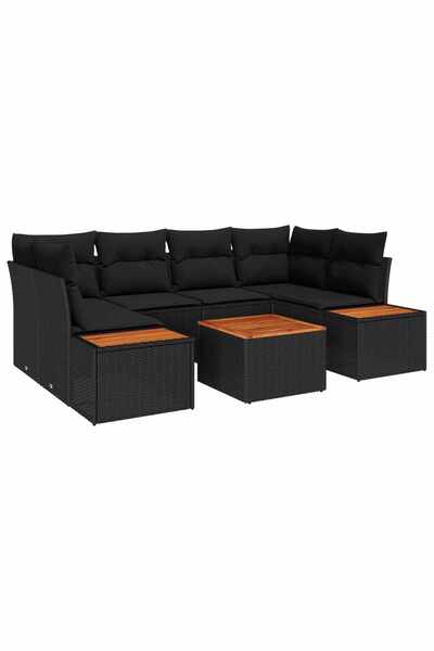 vidaxl Set de canapele pentru gradina cu perna 6 pcs Negru Rattan poli