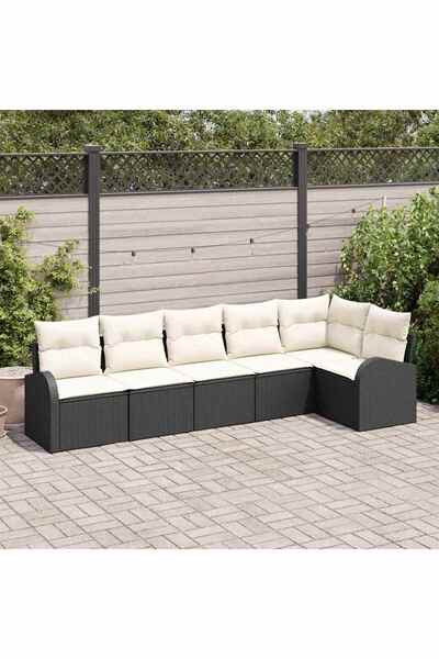 vidaxl Set de canapele pentru gradina 6 pcs Negru È™i Alb poliratan
