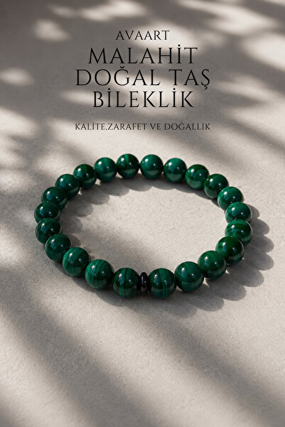 Malahit Taşı Doğal Taş Erkek Bileklik 8mm