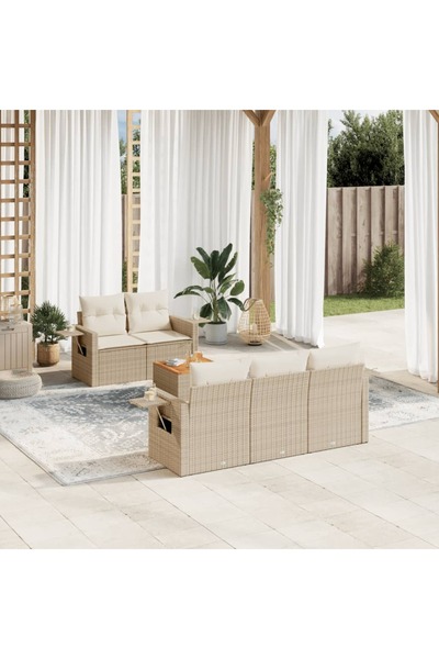 vidaxl Set canapele de gradina cu perne, 6 piese, bej, poliratan