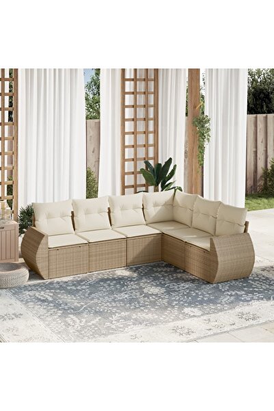 vidaxl Set canapele de gradina cu perne, 6 piese, bej, poliratan