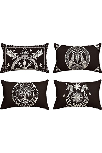 Artoid Mode Huse de pernă decorative cu design Viking Arborele Vieții și Coif...